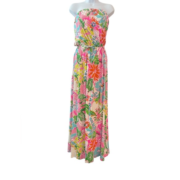 LILLY PULITZER Nosey Posey Floral strapless Maxi size Medium - Picture 6 of 6